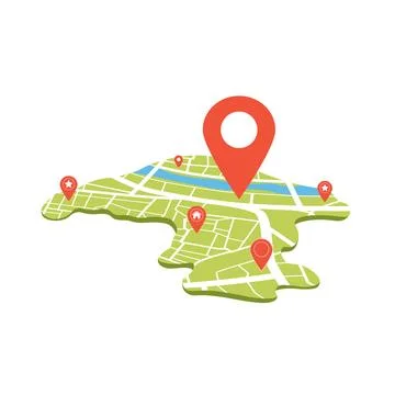 Locator position point. GPS tracking system to navigate around the city Stock Illustration