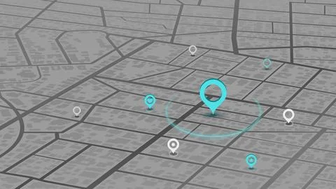 Locator position point. GPS tracking system to navigate around the city Stock Illustration