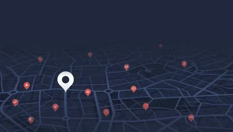 Locator position point. GPS tracking system to navigate around the city Stock Illustration