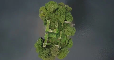 Loch an Eilein Castle overhead 库存影片 161069672