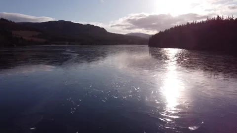Loch Farr, frozen Loch. Stock Footage 301802853