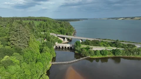 Loch Fleet and the Mound Sutherland drone aerial footage Stock Footage 247343708