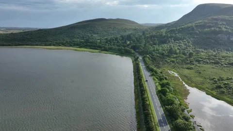 Loch Fleet and the Mound Sutherland drone aerial footage Stock Footage 247344017