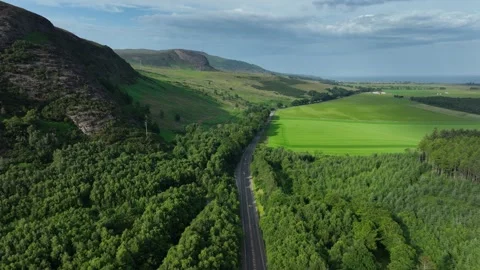 Loch Fleet and the Mound Sutherland drone aerial footage Stock Footage 247344113