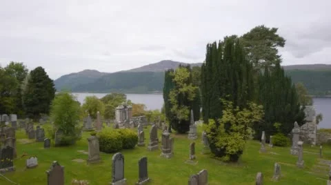 Loch Ness Cemetery Stock Footage 56727895