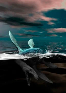 Loch ness monster, artwork Stock Illustration