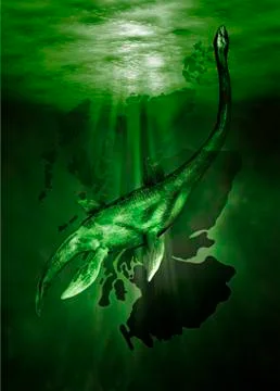 Loch ness monster, artwork Stock Illustration