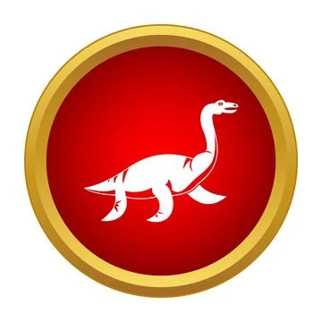Loch ness monster cryptid icon in red circle Stock Illustration