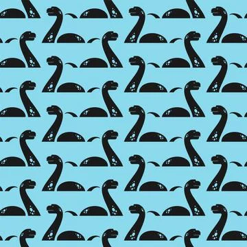 Loch Ness monster Nessie pattern seamless. Monstrous animal background Stock Illustration