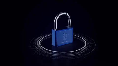 Lock 3D .Fingerprint scanner.Old Lock new technology. Technological UI HUD Stock Illustration