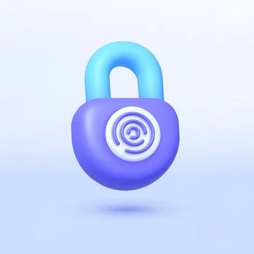 Lock 3d on light background. Finger digital security concept. 3d vector icon Stock Illustration