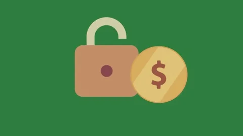 A lock and coin on green background padlock with dollar it symbol green screen Stock-Footage 335978363