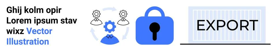 Lock and Export Container with GearConnecting Heads Symbol Stock Illustration