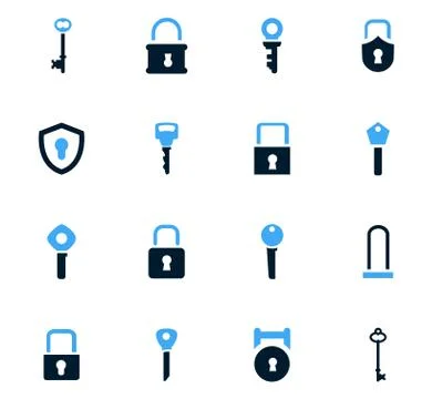Lock and Key icons set Stock Illustration