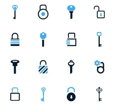 Lock and Key icons set Stock Illustration