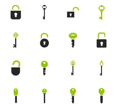 Lock and Key icons set Stock Illustration