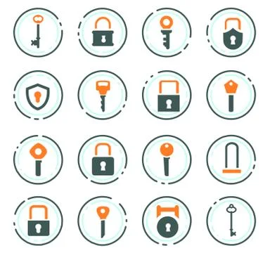 Lock and Key icons set Stock Illustration