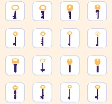 Lock and Key icons set Stock Illustration