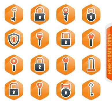 Lock and Key icons set Stock Illustration