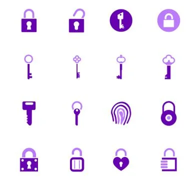 Lock and Key icons set Stock Illustration