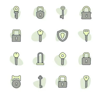 Lock and Key icons set Stock Illustration