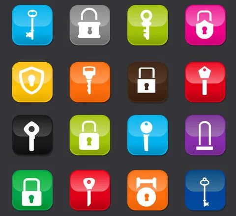 Lock and Key icons set Stock Illustration