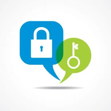 Lock and key in message bubble stock vector 스톡 일러스트