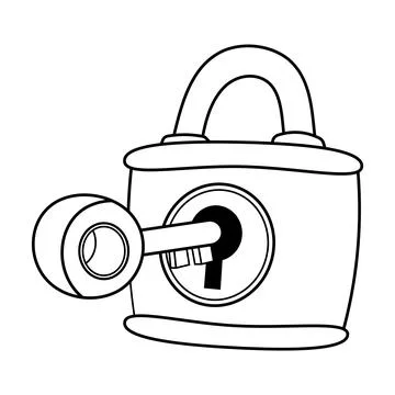 Lock and Key Outline Vector Illustration Stock Illustration