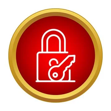 Lock and key symbol securing digital information on red background Stock Illustration
