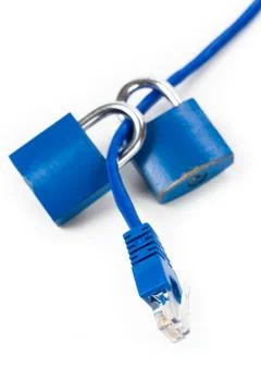 Lock and network cable Stock Photos