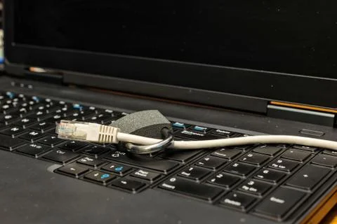 Lock and network cable as symbol for Privacy and General Data Protection Regu Fotos de archivo