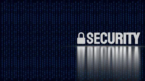 The lock and security text grow light for protection concept 3d rendering Stock Illustration