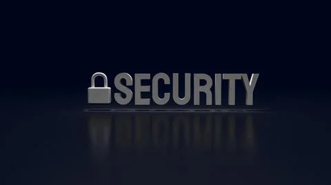 The lock and security text for protection concept 3d rendering. Stock Photos