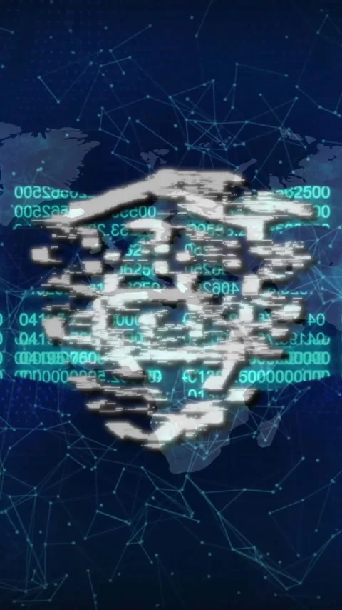 Lock and shield icon animation over binary code and world map background Stock-Footage 342916227