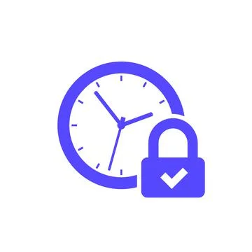 Lock and time icon with a clock Stock Illustration
