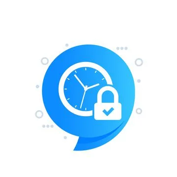 Lock and time icon with a clock, vector Stock Illustration