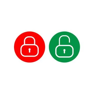 Lock and Unlock button design template. Padlock outline icon vector illustr.. Illustrazione stock
