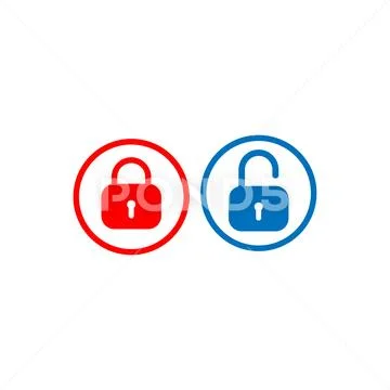 Lock and Unlock button design template. Padlock icon vector ...