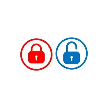 Lock and Unlock button design template. Padlock icon vector illustration wi.. Illustrazione stock