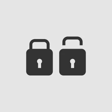 Lock and Unlock icon flat Stock Illustration