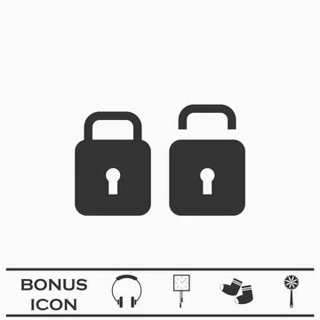 Lock and Unlock icon flat Stock Illustration