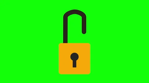 Lock and Unlock Security Illustration and Zooming intu Keyhole Animation Stock Footage 154716621