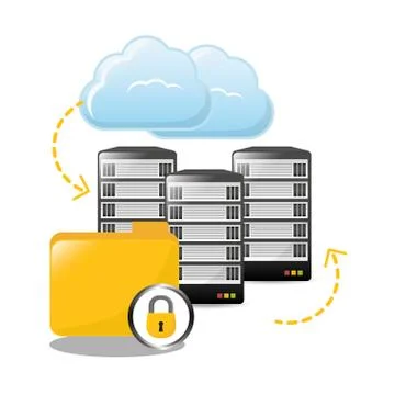 Lock archived folders data center related Stock Illustration