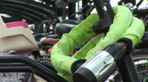 Lock on bike Stock Footage 25134154