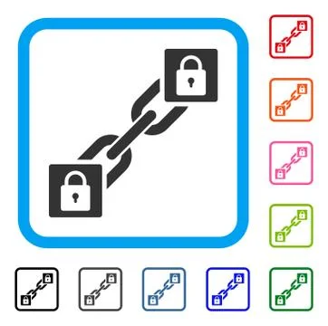 Lock Blockchain Framed Icon Stock Illustration