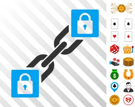 Lock Blockchain Icon with Bonus Stock Illustration