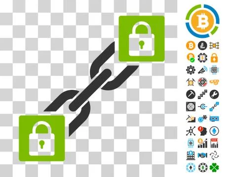 Lock Blockchain Icon with Bonus Stock Illustration