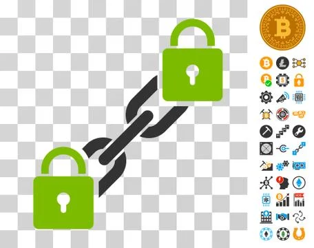 Lock Blockchain Icon with Bonus Stock Illustration