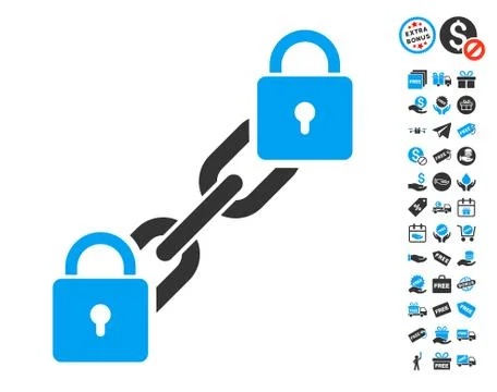 Lock Blockchain Icon with Free Bonus Stock Illustration