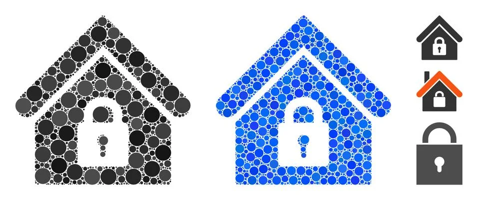 Lock Building Mosaic Icon of Circle Dots Ilustración de archivo